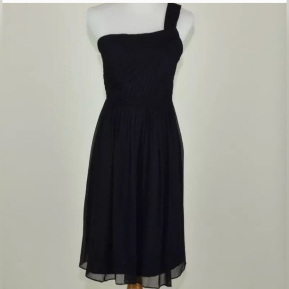 J. Crew Black Flowy Maxi One Shoulder Prom Dress NWOT Size 2